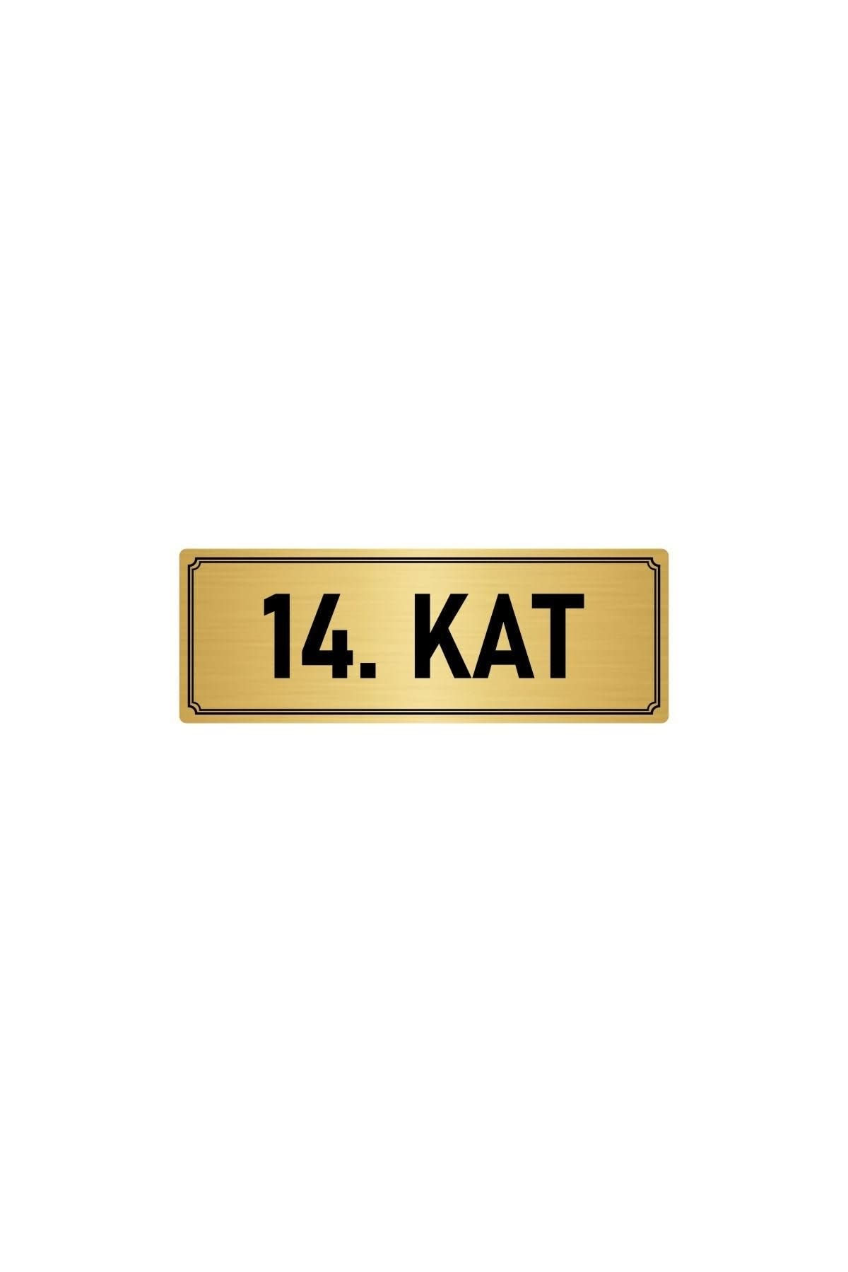 Metal Yönlendirme Levhası, Departman Kapı Isimliği 9. Kat 5x20 Cm Altın Renk