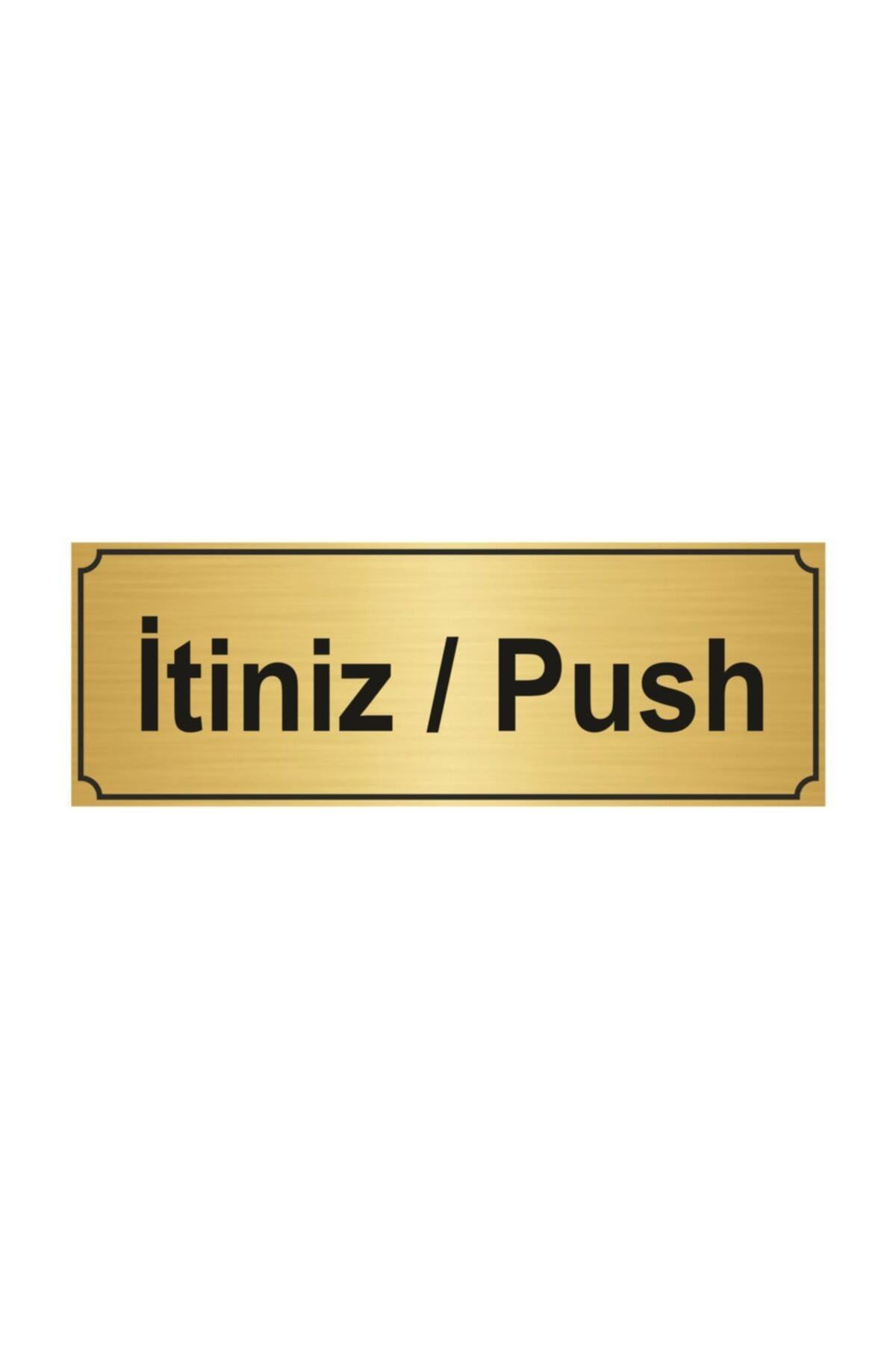 Itiniz/push Yönlendirme Levhası 7cmx20cm Altın Renk Metal