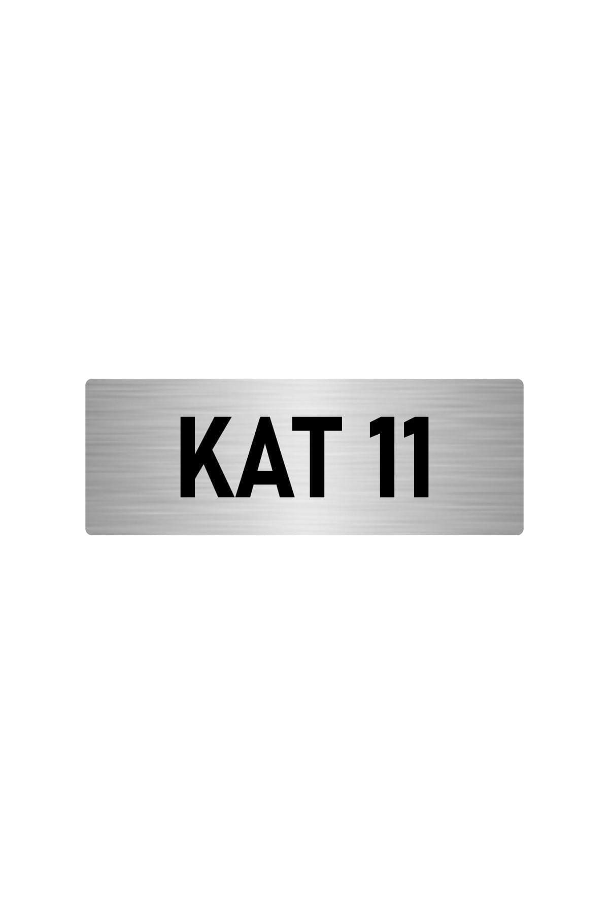 Metal Yönlendirme Levhası, Departman Kapı Isimliği Kat 11 5x20 Cm Gümüş Renk