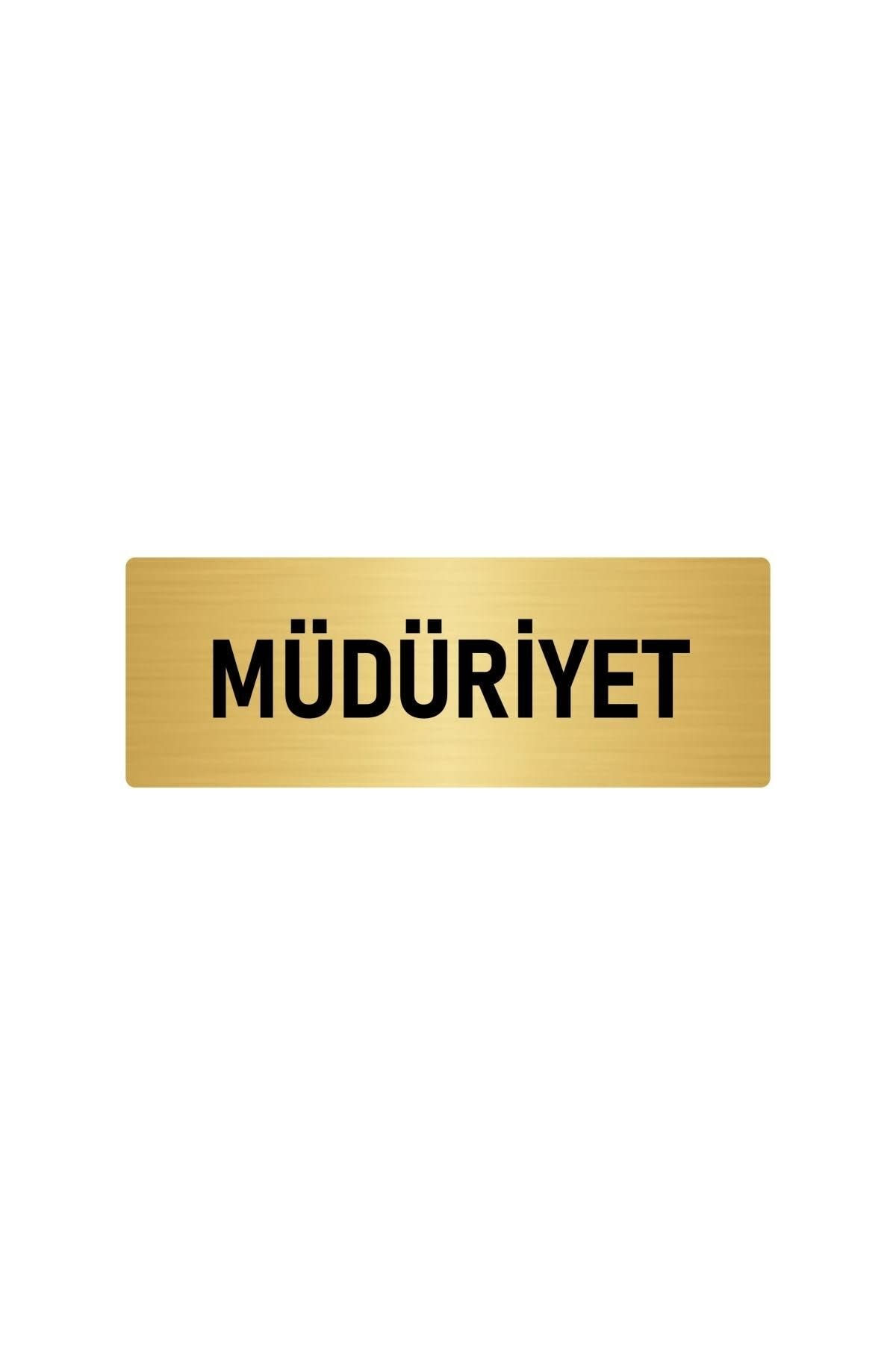 Metal Yönlendirme Levhası, Departman Kapı Isimliği Müdüriyet 5x20 Cm Altın Renk