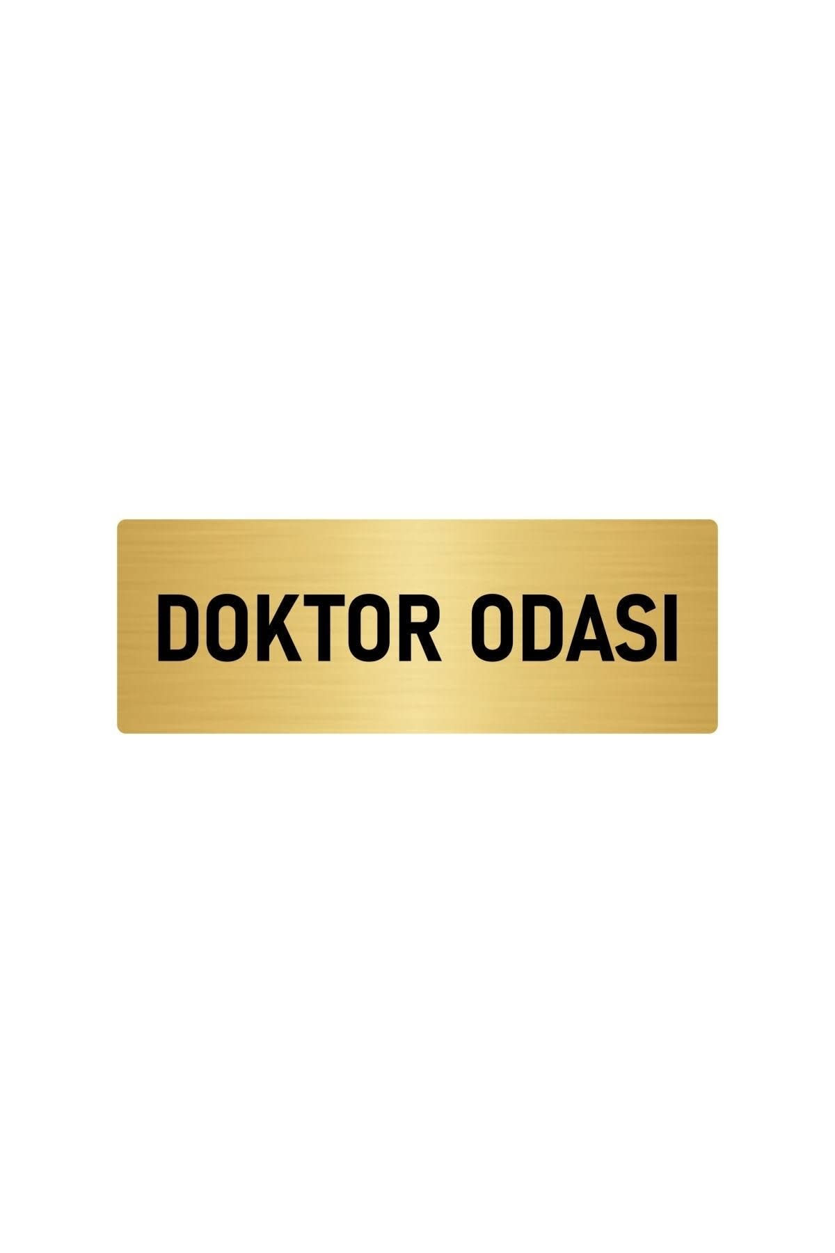 Metal Yönlendirme Levhası, Departman Kapı Isimliği Doktor Odası 5x20 Cm Altın