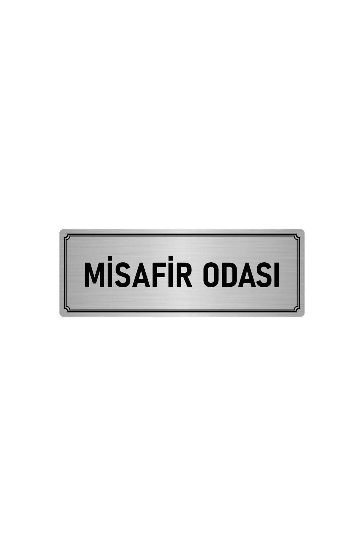 Metal Yönlendirme Levhası, Departman Kapı Isimliği Misafir Odası 5x20 Cm Gümüş