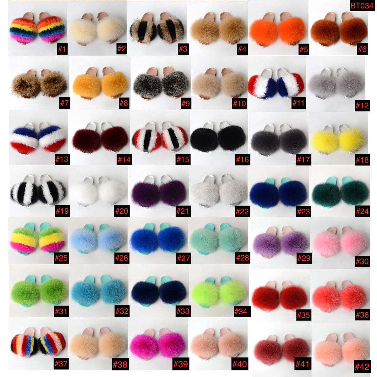 BT035 fox fur slipper