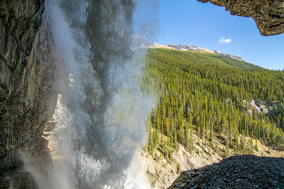 Walk behind Panther Creek Falls Icefields Parkway
