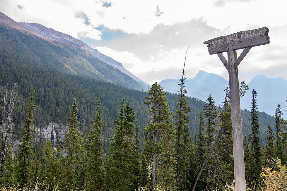 Sign for Bridal Veil Falls Icefields Parkway
