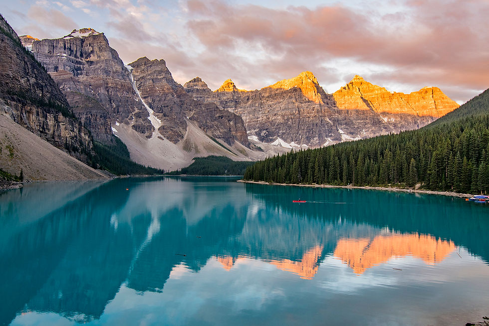 Moraine Lake Sunrise & inspiration to escape daily grind & travel the world
