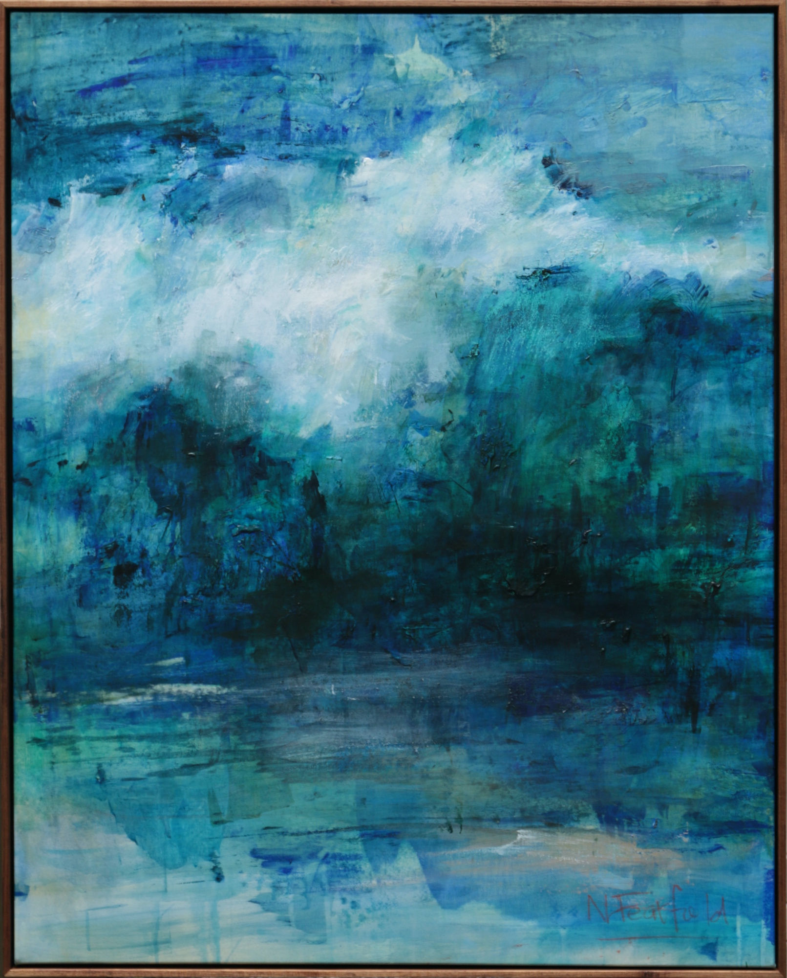 Water People, expressive layered monochrome sea art for design led interiors