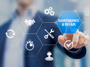 Maintenance and repair concept with icons about assistance and servicing of equipments, pe
