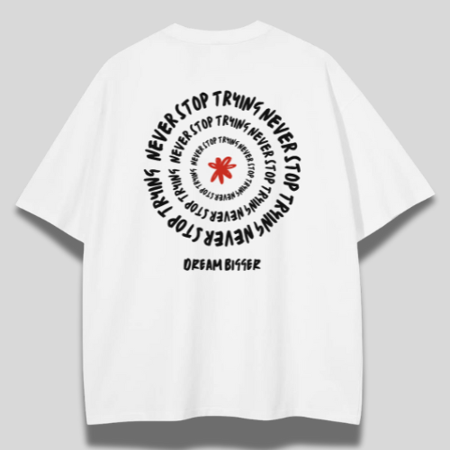 Never Stop Trying Men's Oversized Tee-Bone