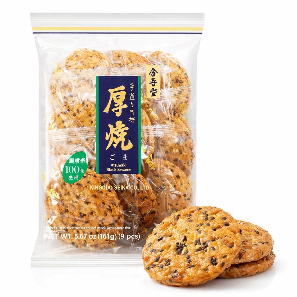 Snack giapponese cracker di riso senbei sesamo nero 161g