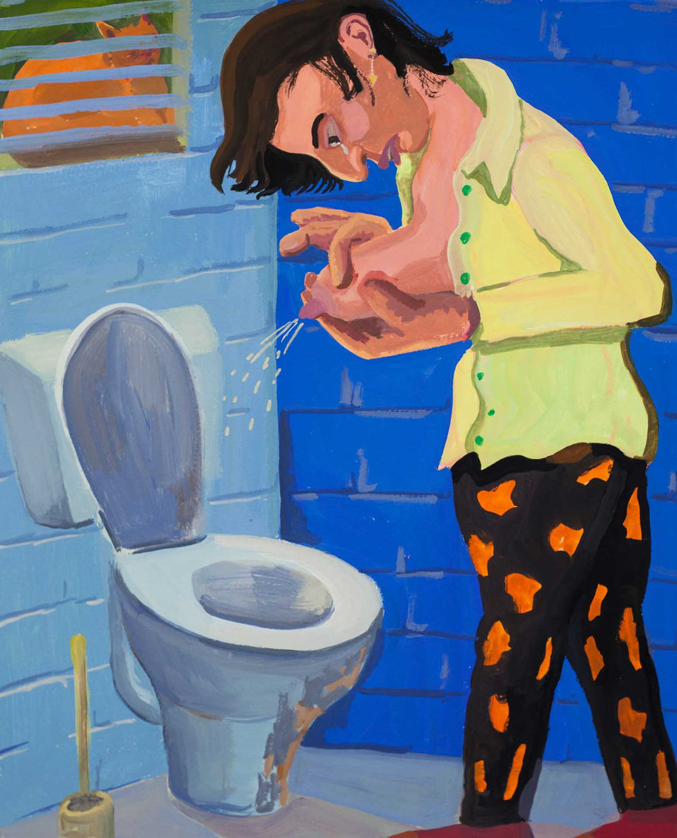 At Work, 2019, gouache on paper, 50x40 cm