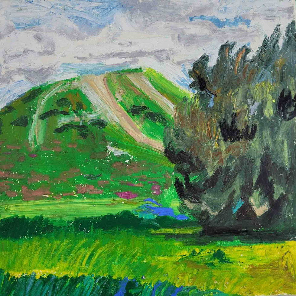 hill near the desert_2018_oil pastels on paper_25x25