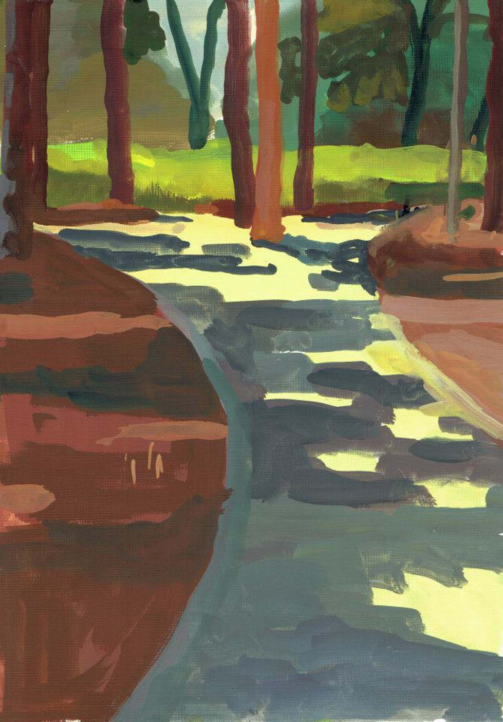 path in the park_2014_gouache on paper_15x21