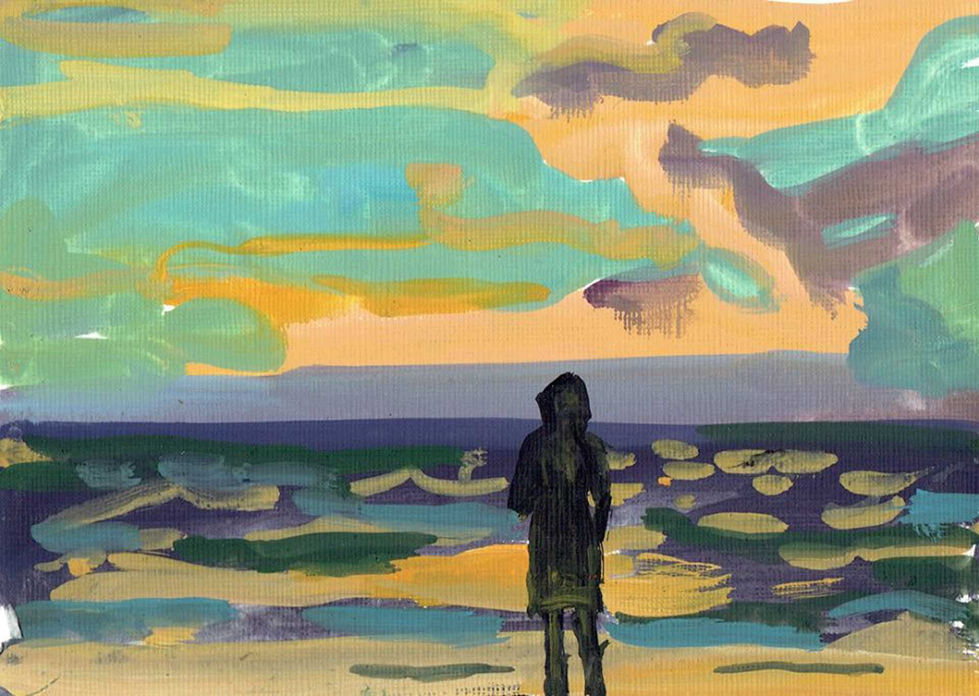 arab woman at the beach_2014_gouache on paper_20x15