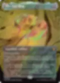 A colorful ring floats on a marbled background. The card text describes The One Ring as a "Legendary Artifact" with protective abilities.