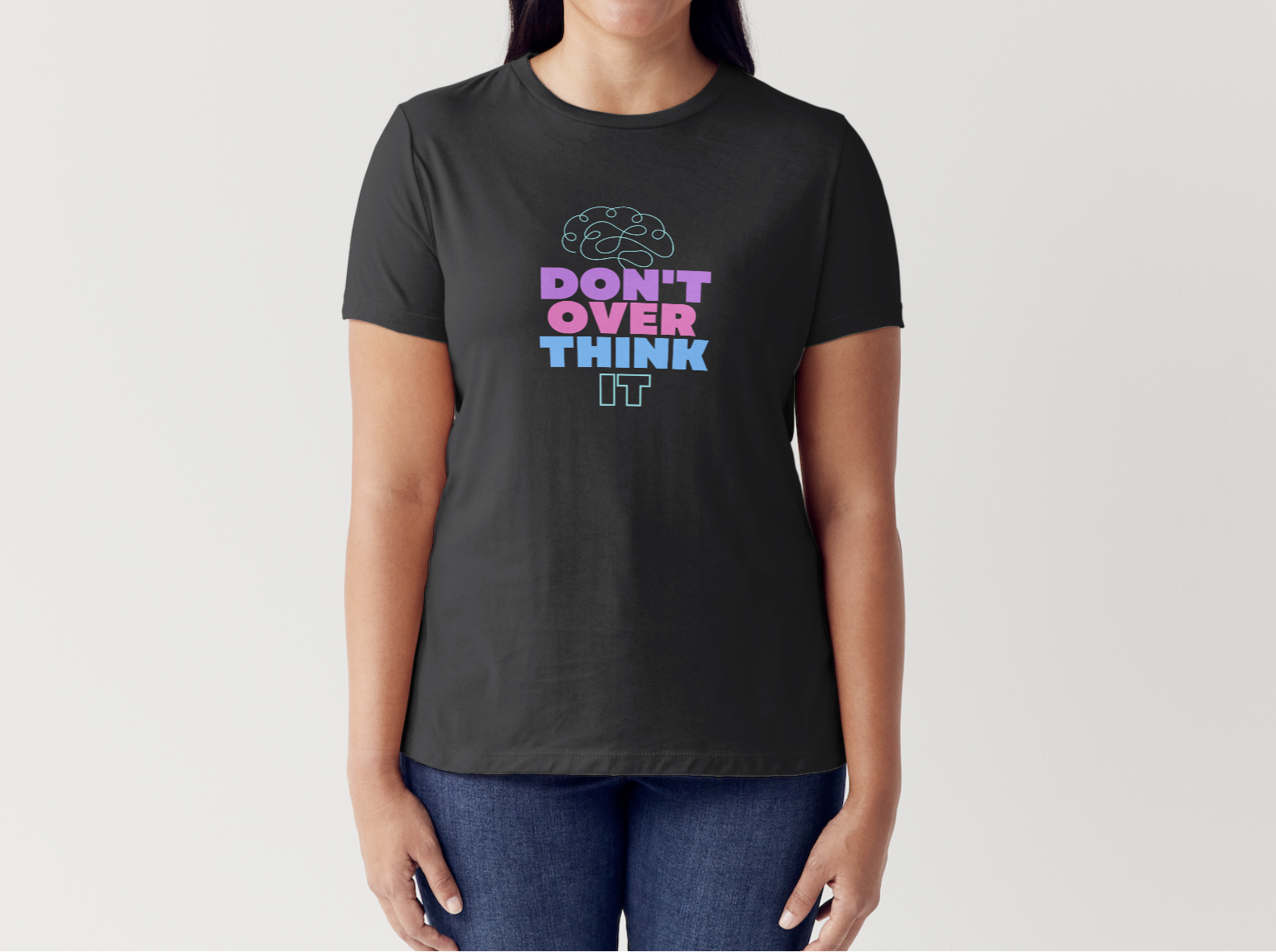 Don't Over Think It - Easy Fit - Black Tee