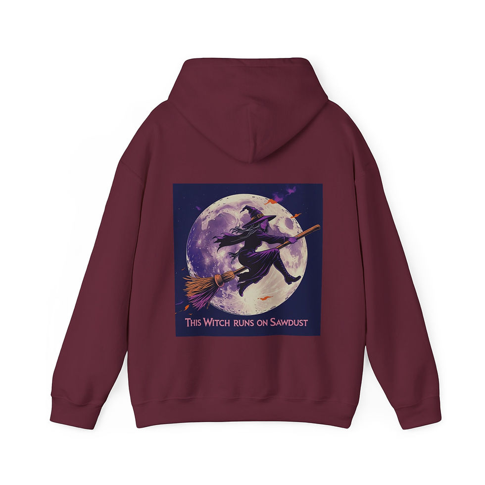 Thumbnail: This Witch Runs on Sawdust - Unisex Halloween Woodshop Hoodie
