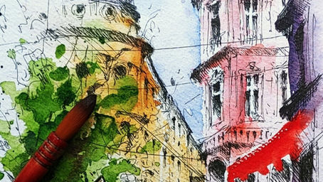 Pen and Wash Cityscape with Laszlo Zsoka