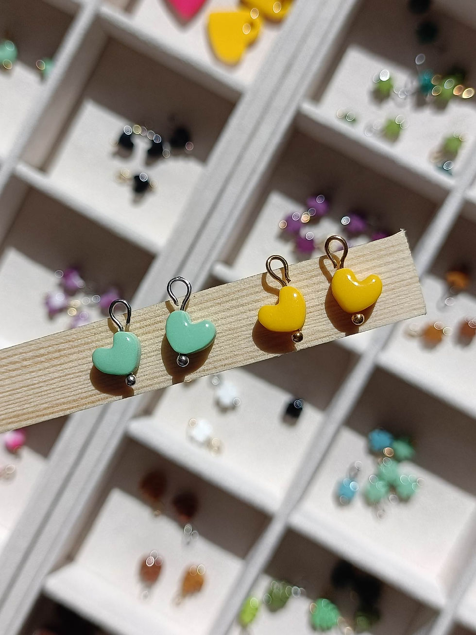 Breloques mini coeur faites main en pâte polymère, bijoux modulables Atelier Vert Sapin