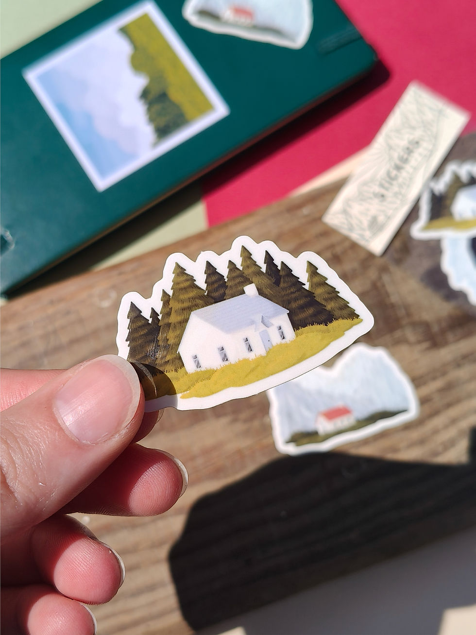 Miniature : Sticker maison paysage forêt