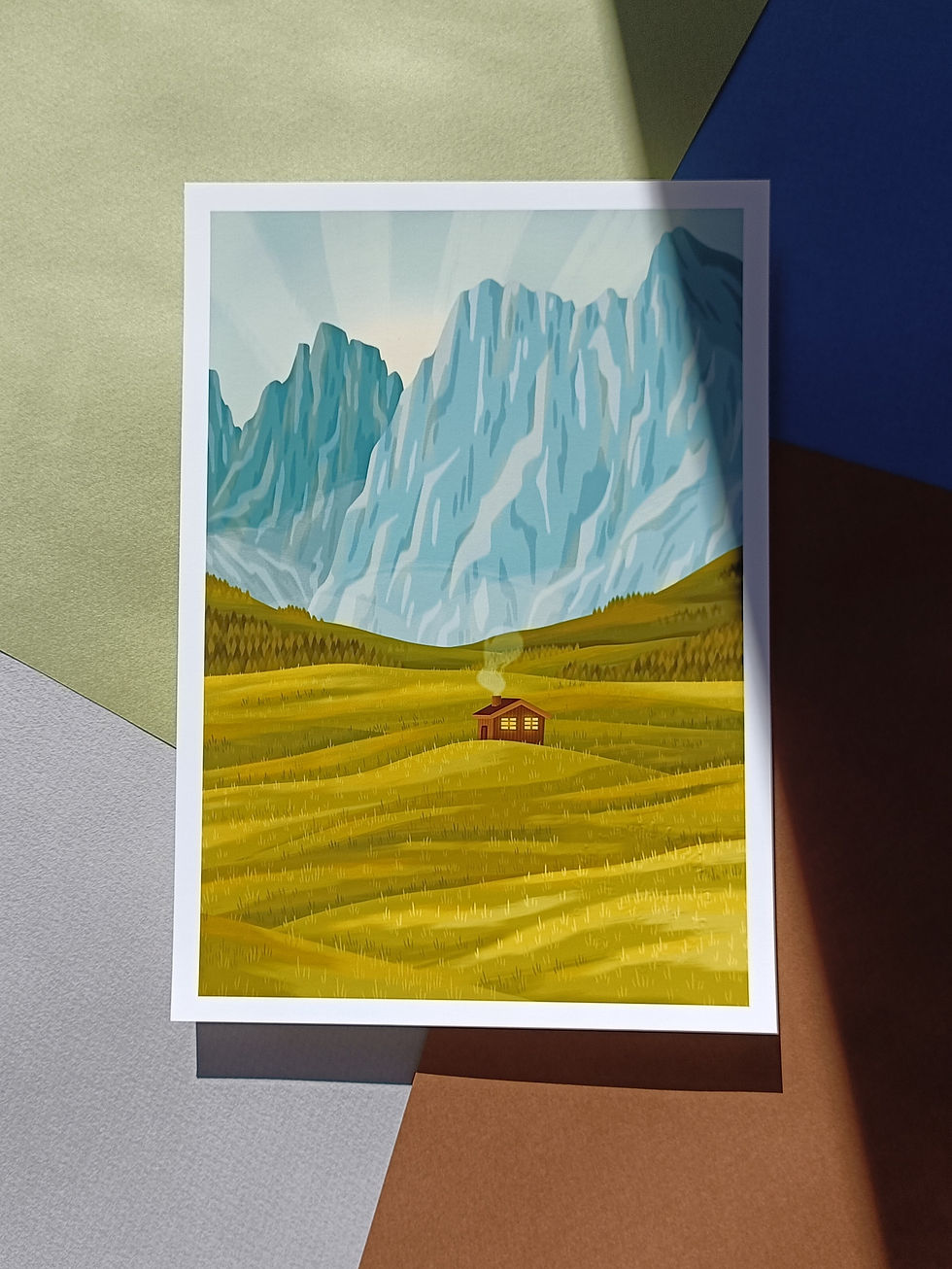 Illustration murale Au creux des vallons, paysage naturel inspiré de la montagne et de ses vallons verdoyants