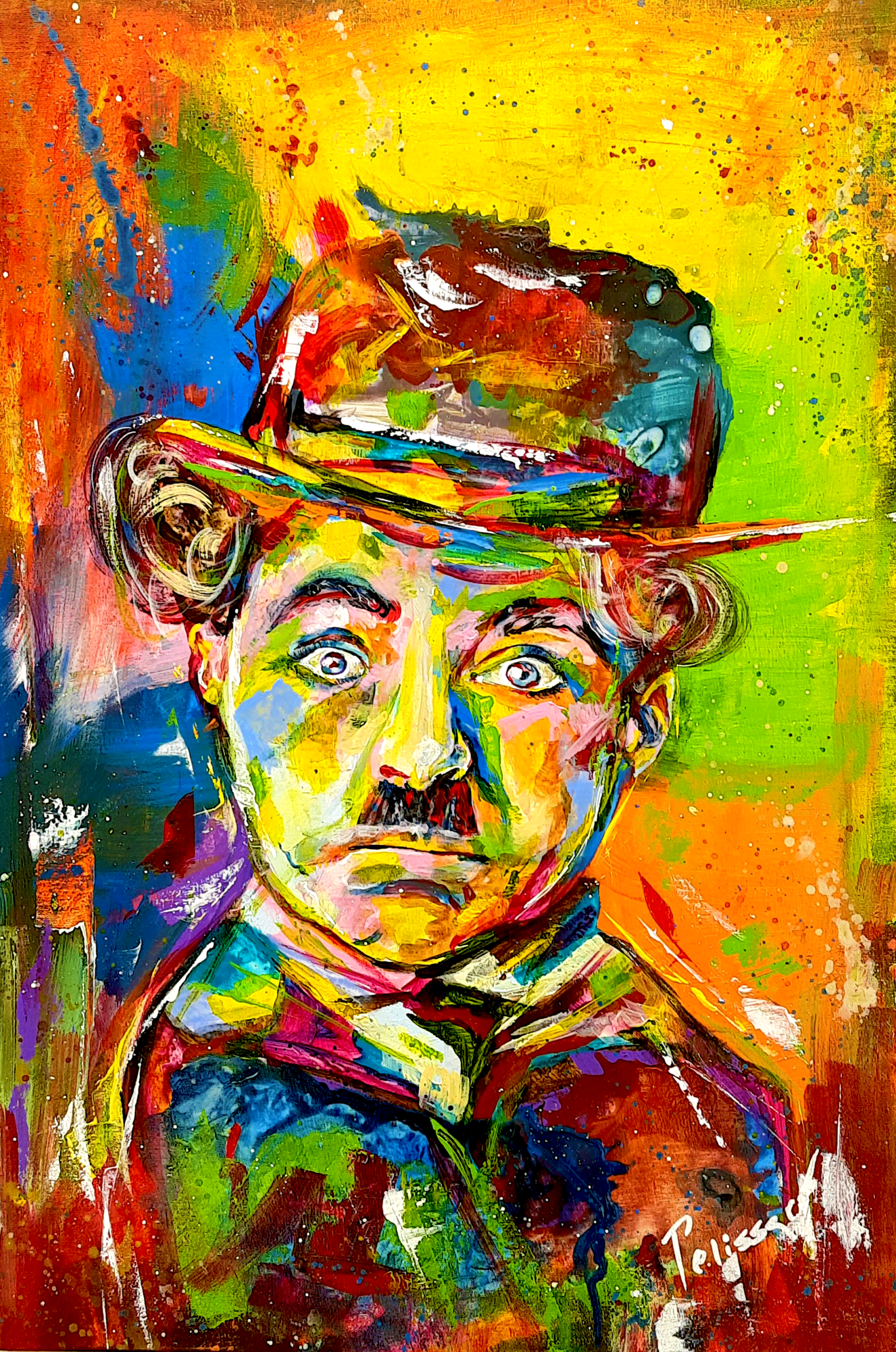 "Chaplin" pintura em tela de Rafael Pelissari
