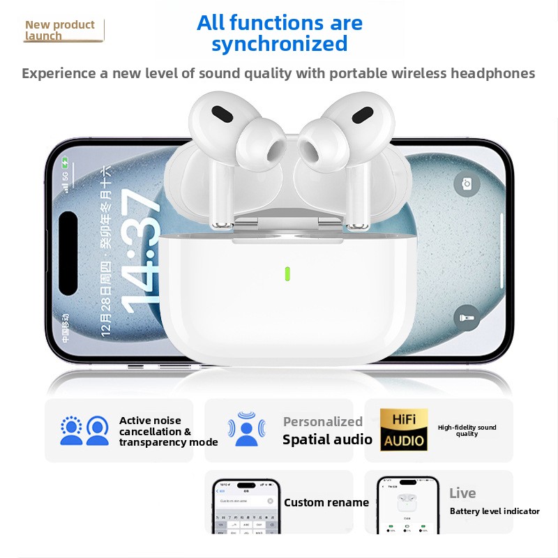 Pro Wireless Bluetooth Earbuds with ANC and Charging Case view 4