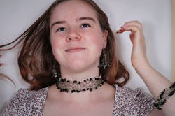 modelled black agate and citrine crochet choaker
