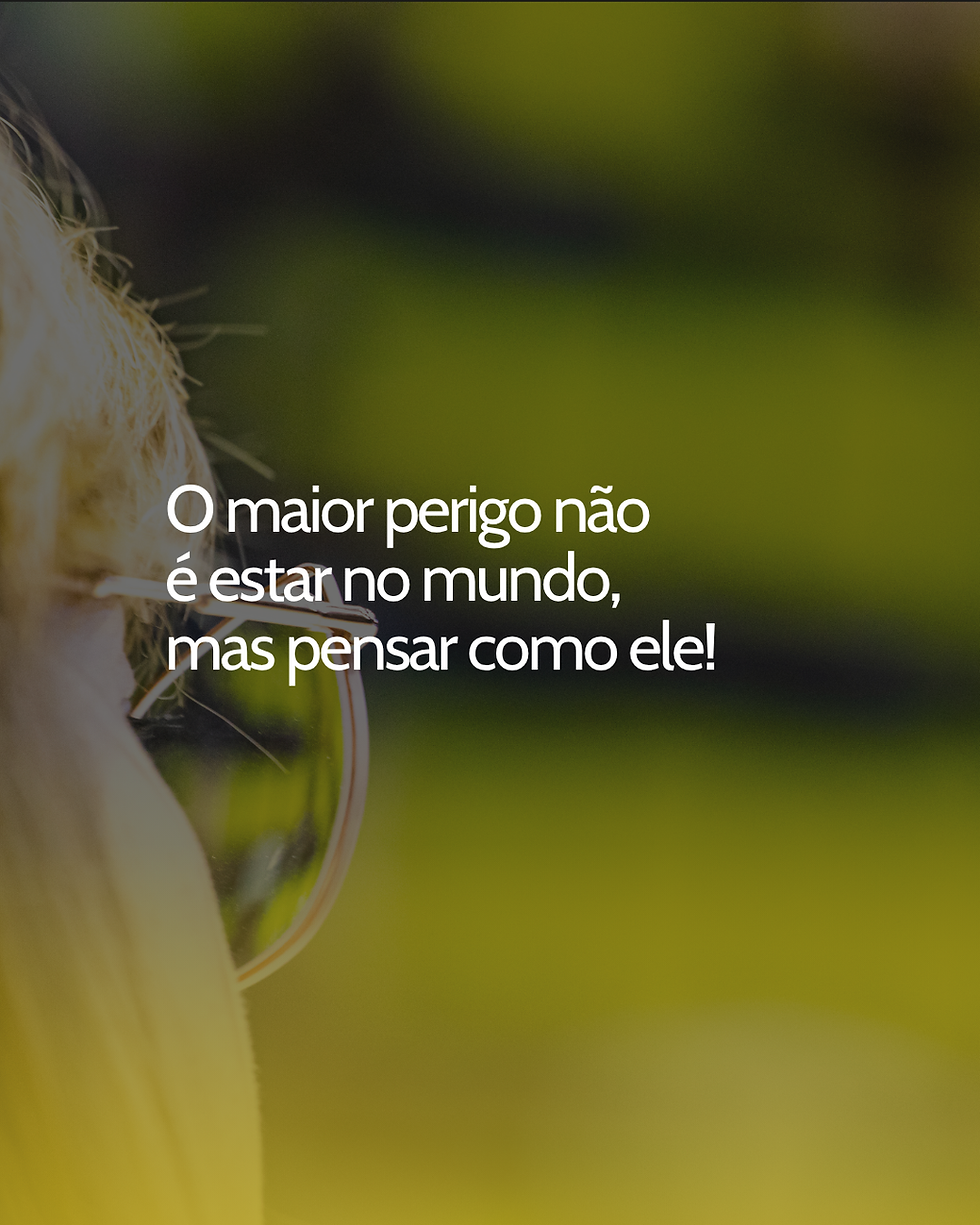 O maior perigo não é estar no mundo, mas pensar como ele!