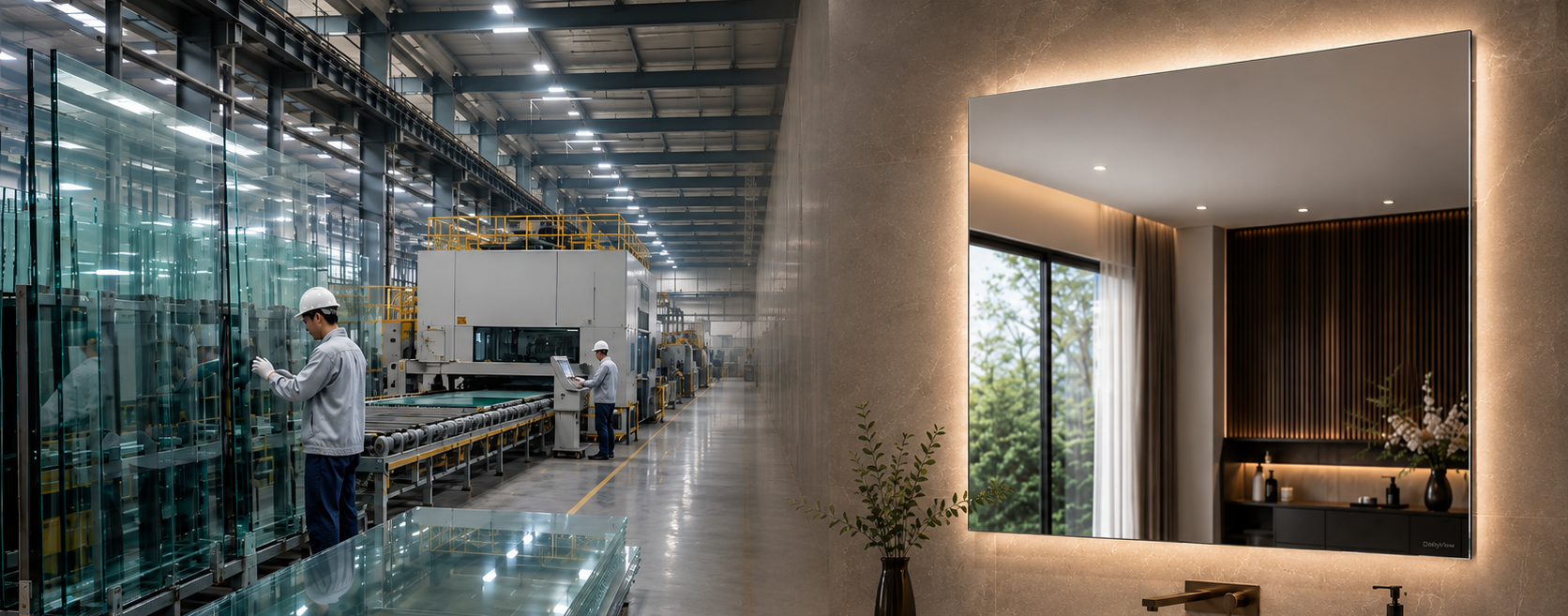 DailyView mirror manufacturing facility and production line