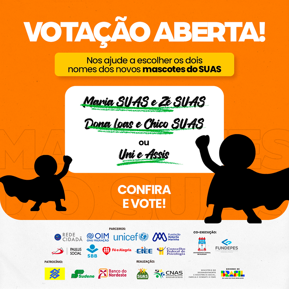 Última Etapa da Escolha dos Nomes dos Mascotes do SUAS: Vote Agora!