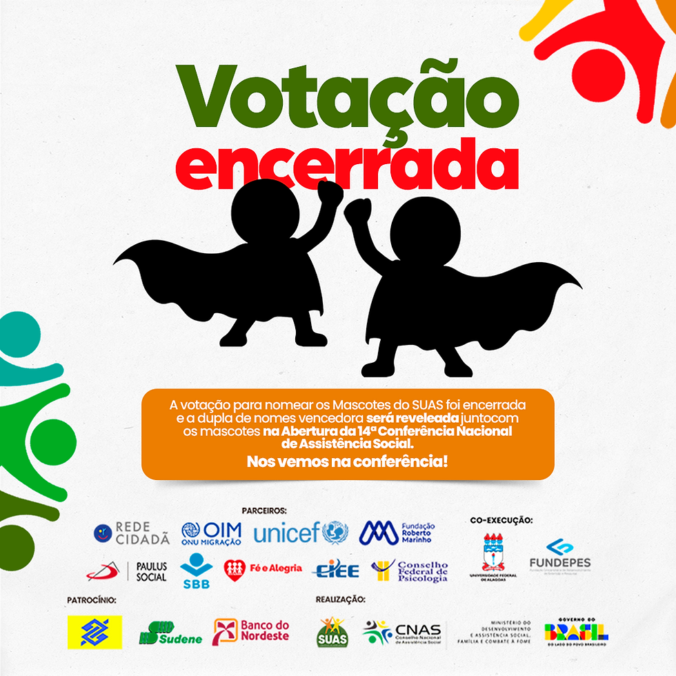 Nomes dos mascotes do SUAS serão revelados amanhã na abertura da 14ª Conferência Nacional de Assistência Social