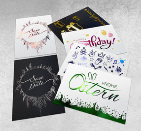 Musterkarten mit Metallic-Folie veredelt