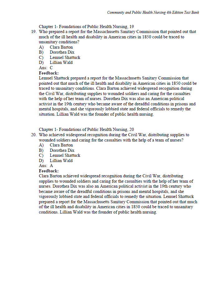 Thumbnail: Community and Public Health Nursing 4th Edition Test Bank