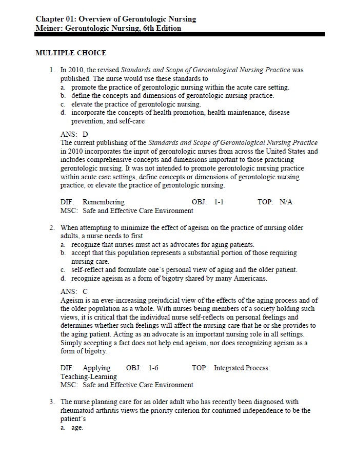Thumbnail: Gerontologic Nursing 6th Edition by Meiner TEST BANK