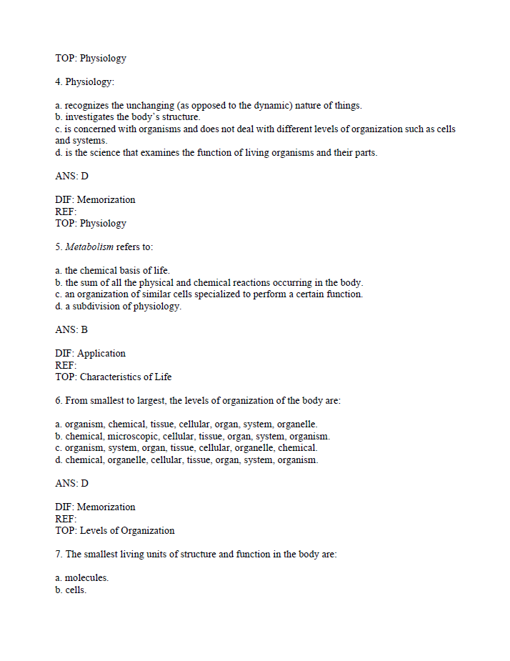 Thumbnail: Anatomy & Physiology 11th Edition Patton TEST BANK