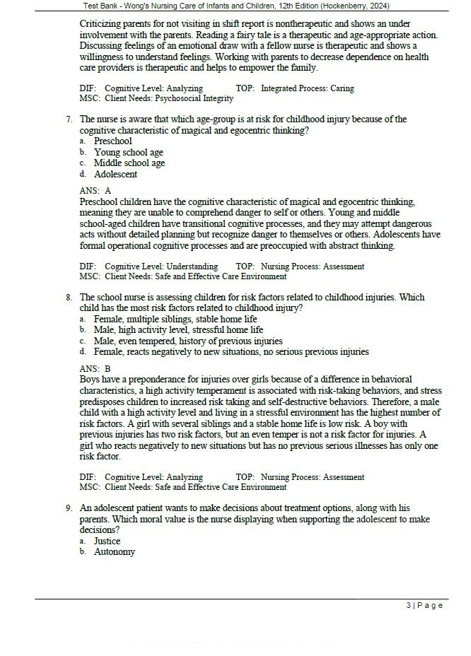 Thumbnail: Wong's Nursing Care of Infants and Children 12th Edition Hockenberry TEST BANK