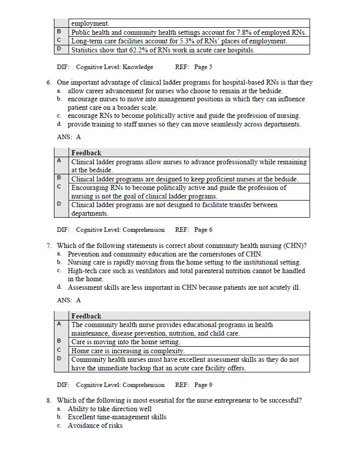 Thumbnail: Professional Nursing Concepts and Challenges 9th Edition TEST BANK