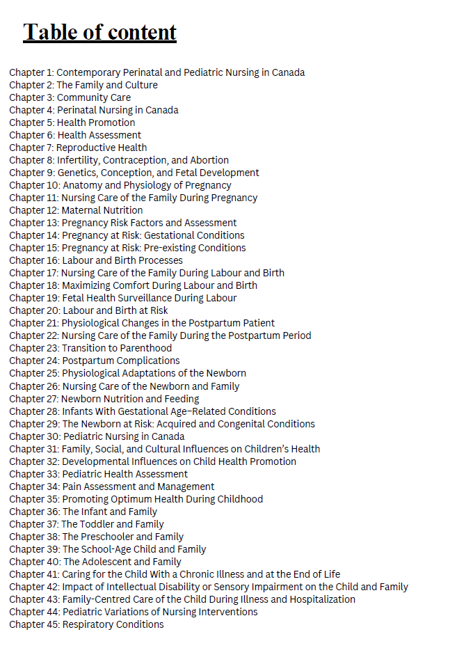 Thumbnail: Perrys Maternal Child Nursing Care in Canada 3rd Edition TEST BANK
