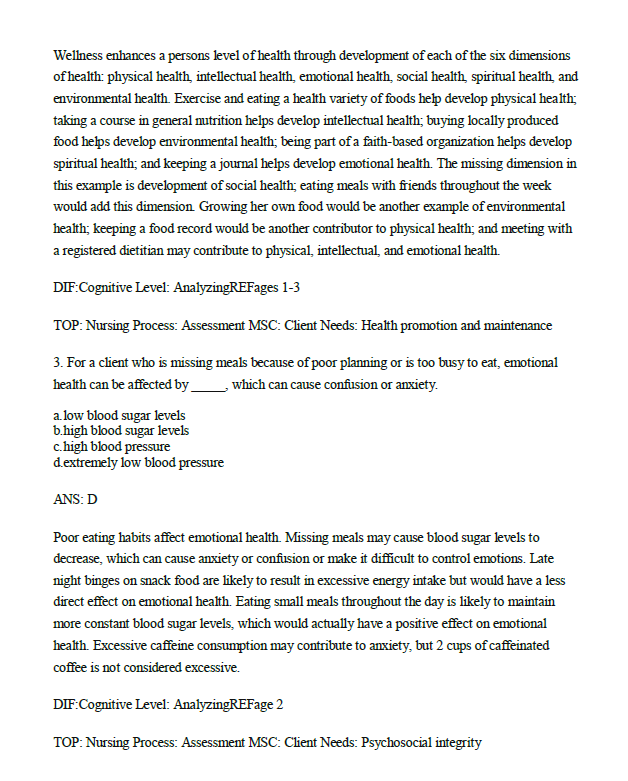 Thumbnail: Nutrition Essentials for Nursing Practice 9th Edition Dudek TEST BANK