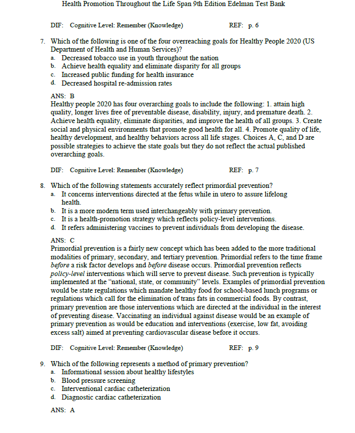 Thumbnail: Health Promotion Throughout the Life Span 9th Edition TEST BANK