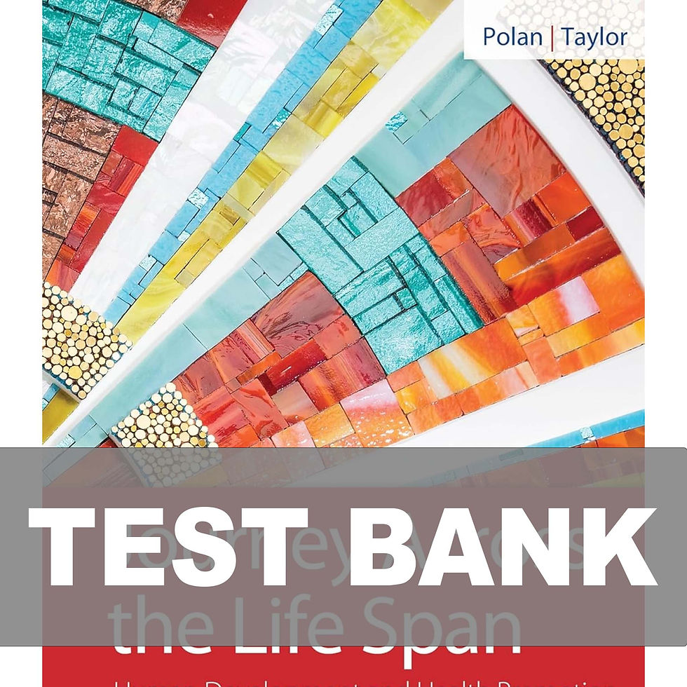 Test Bank - Journey Across the Life Span Human Development and Health Promotion 6th Edition Polan - Taylor