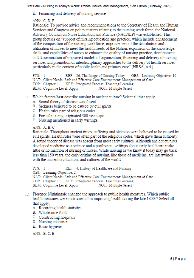 Thumbnail: Test Bank - Nursing in Today's World Trends, Issues, and Management 12th Edition