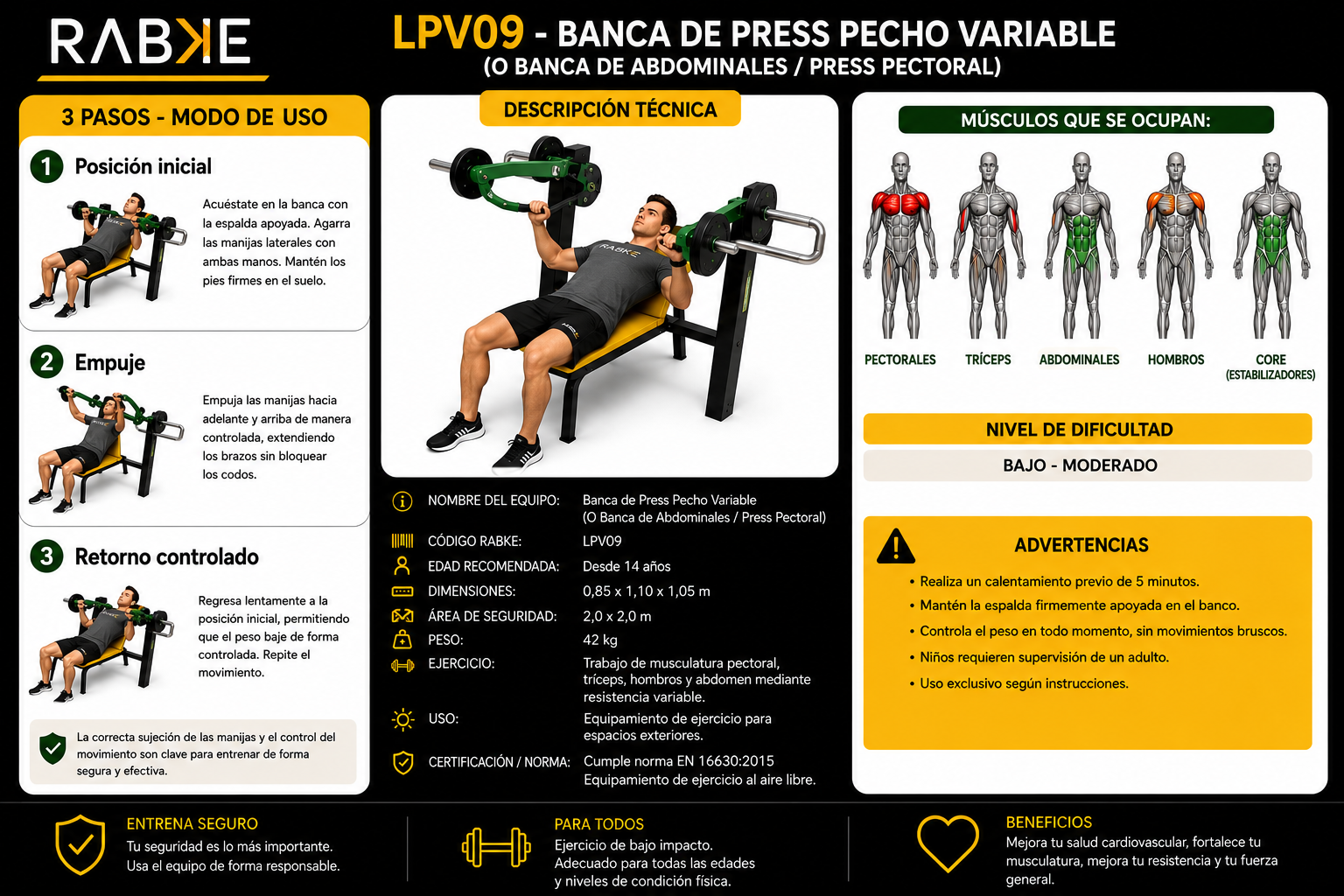 LPV09 - Banca De Abdominales - Levantamiento De Peso Variable