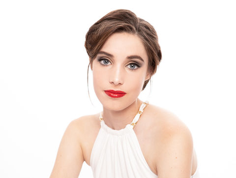 Beautiful image of a young woman in a white background.