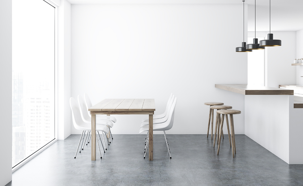 zeminleme sonrası beton tabanlı mutfak