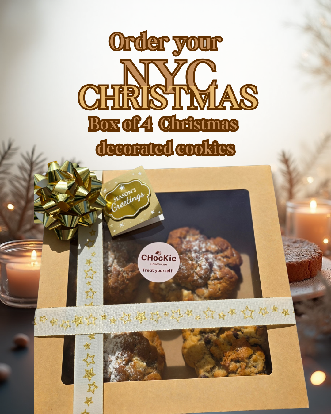 BOX OF 4 CHRISTMAS NYC COOKIES