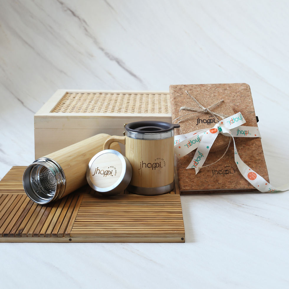 Thumbnail: jhappi Eco-Friendly Bamboo Mug, Bottle, Diary & Coaster Gift Set