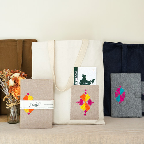 jhappi Phulkari Tote & Diary Gift Set | jhappi - Hug of Hope