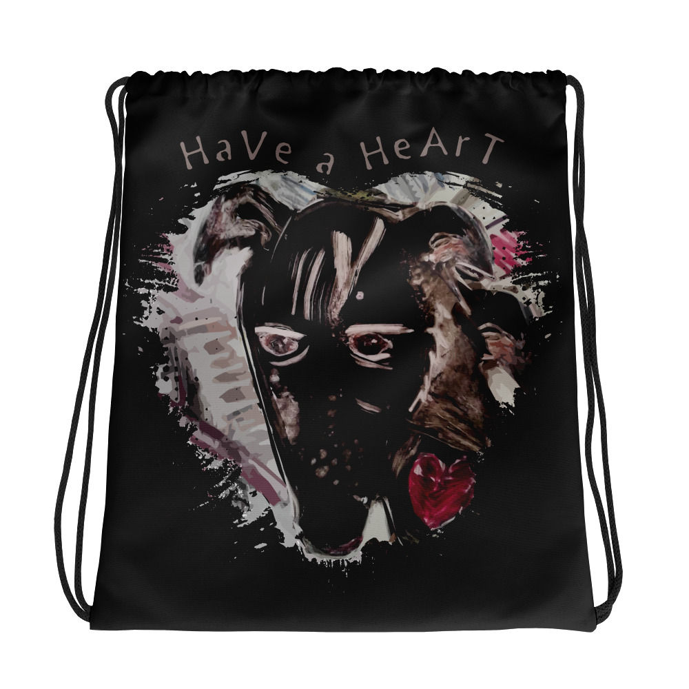 Save Animals/ 2 N 1 / Drawstring Bag/ Black  